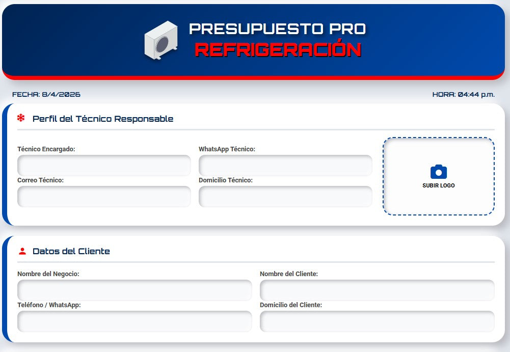PRESUPUESTO PRO – REFRIGERACIÓN
