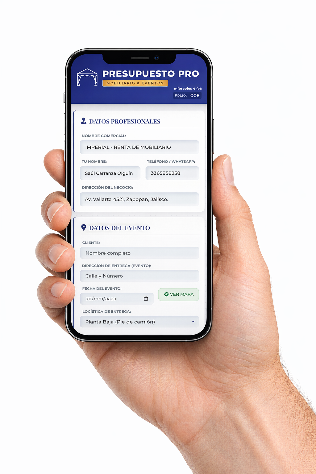 PRESUPUESTO PRO | RENTA DE MOBILIARIO PARA EVENTOS