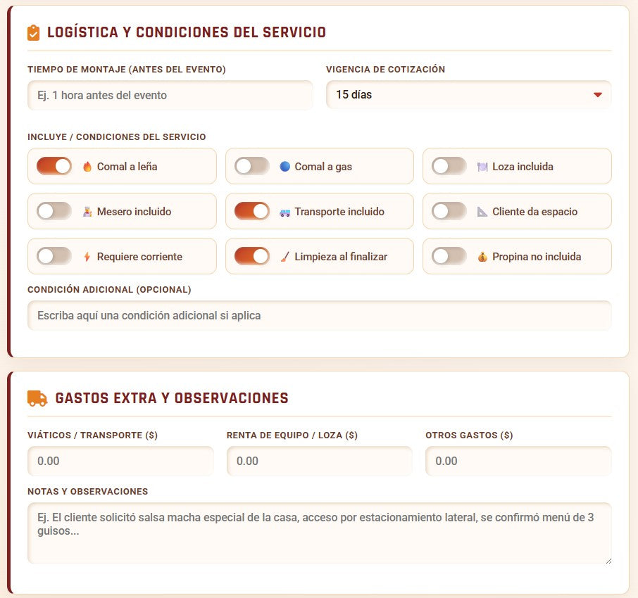 PRESUPUESTO PRO | TAQUIZAS PARA EVENTOS