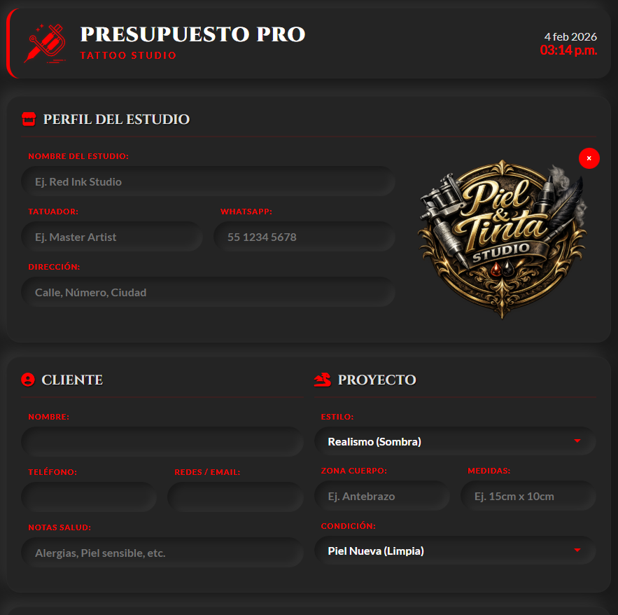 PRESUPUESTO PRO | TATTOO