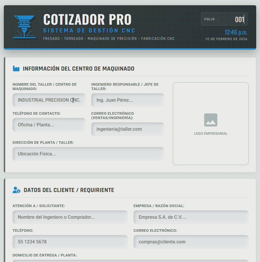 Presupuesto PRO | MAQUINADO CNC