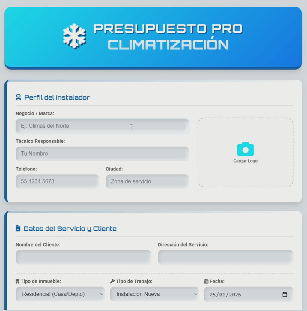 Presupuesto PRO | Técnicos en Climatización