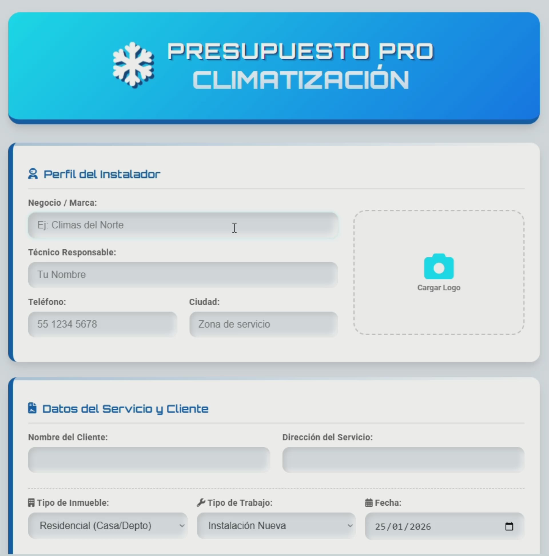 Presupuesto PRO | Técnicos en Climatización