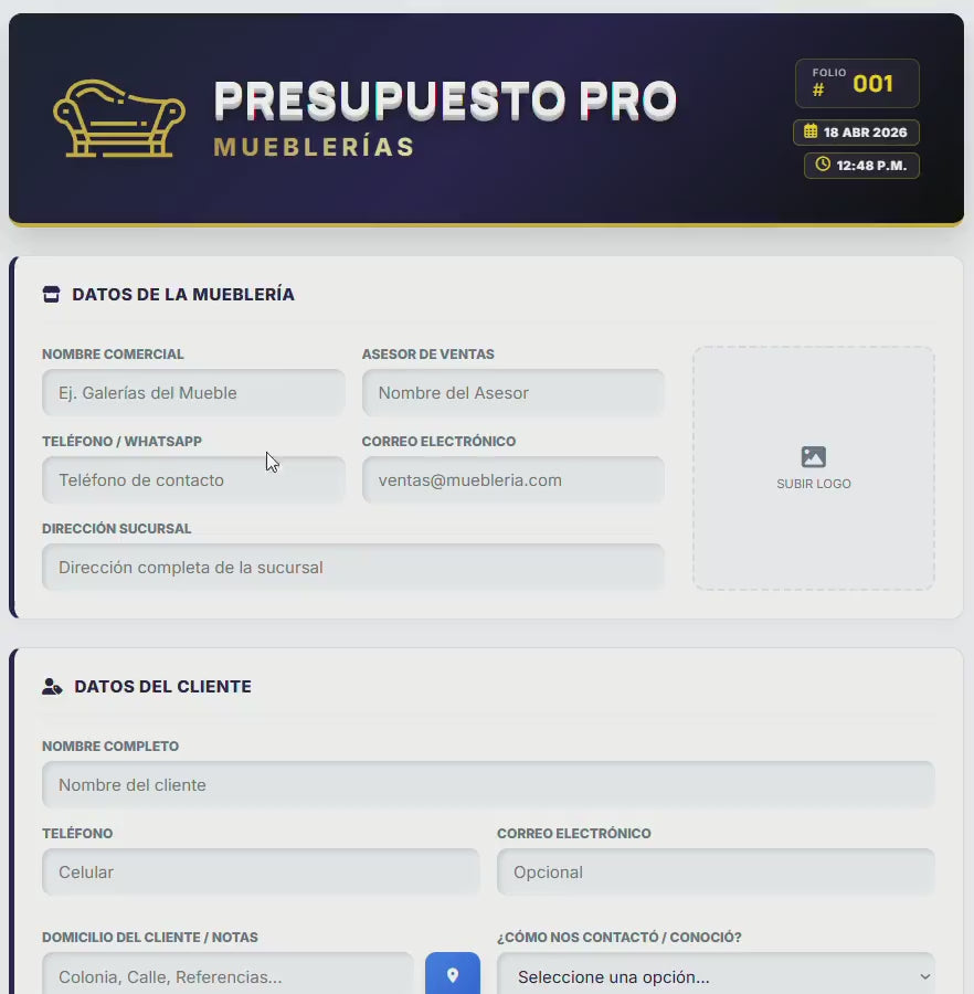 PRESUPUESTO PRO | MUEBLERÍAS