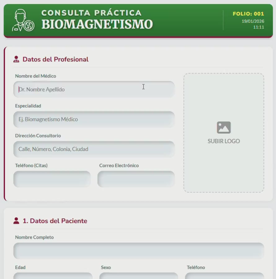 HISTORIA CLÍNICA BIOMAGNETISMO | VERSIÓN DIGITAL