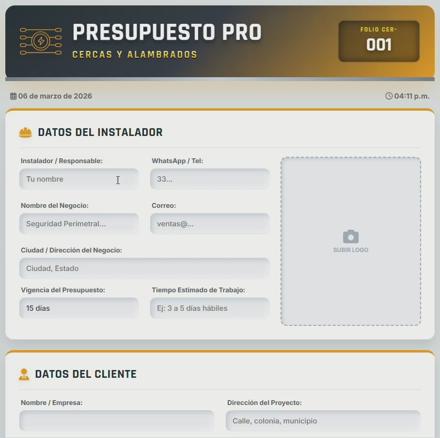 Presupuesto PRO | CERCAS & ALAMBRADOS
