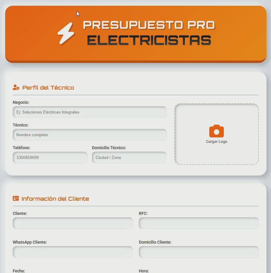 PRESUPUESTO PRO – ELECTRICISTAS