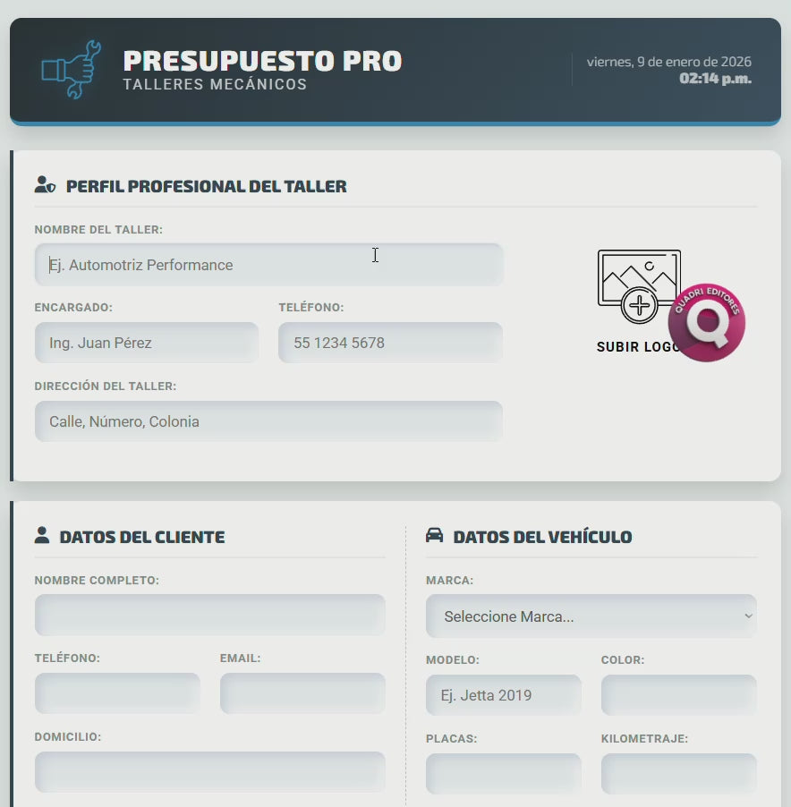 PRESUPUESTO PRO | TALLERES AUTOMOTRICES
