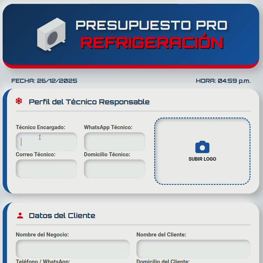 PRESUPUESTO PRO – REFRIGERACIÓN