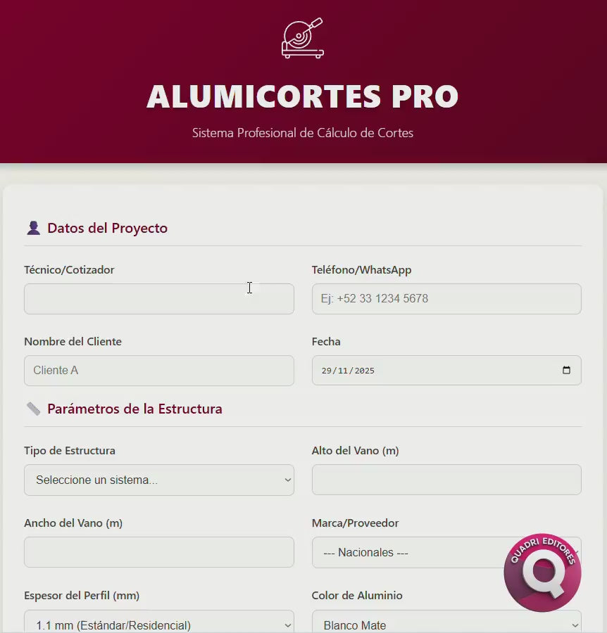 Presupuesto PRO | Alumicortes