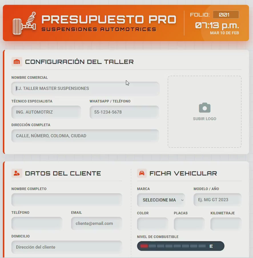 PRESUPUESTO PRO | SUSPENSIONES AUTOMOTRICES