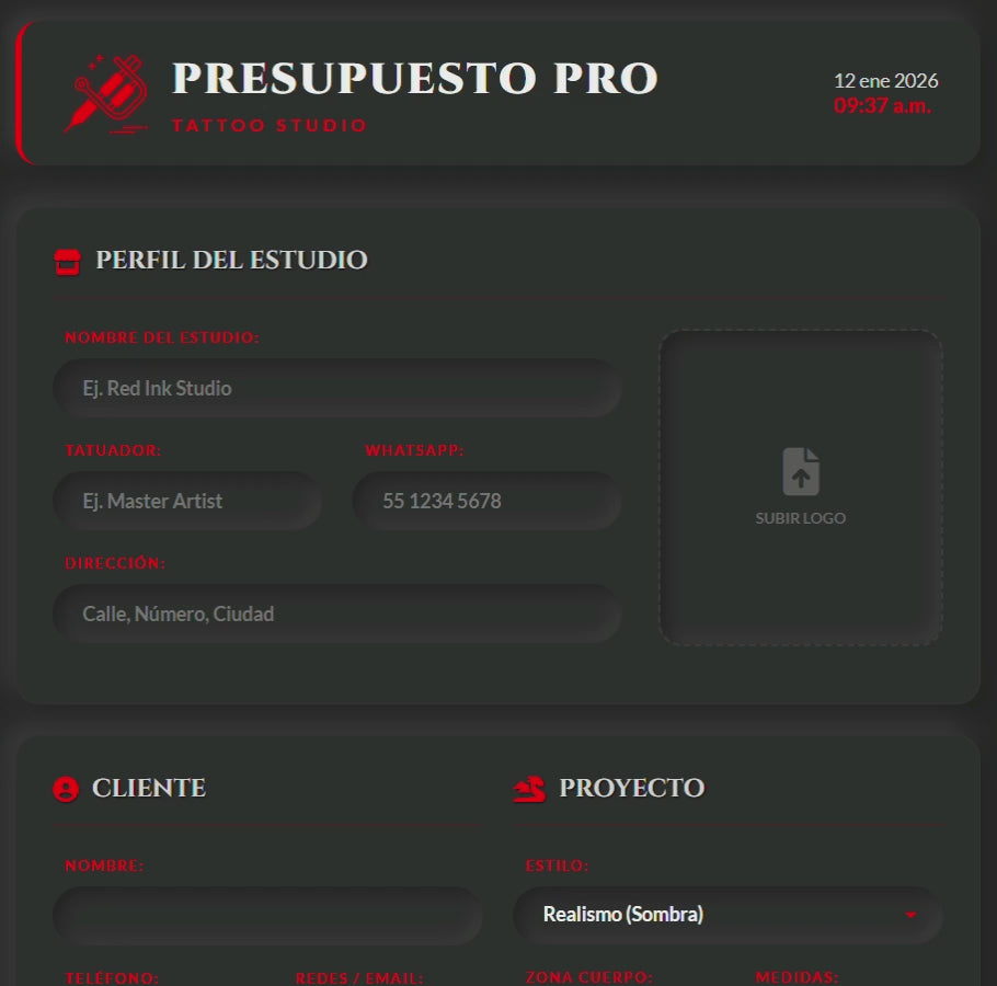 PRESUPUESTO PRO | TATTOO