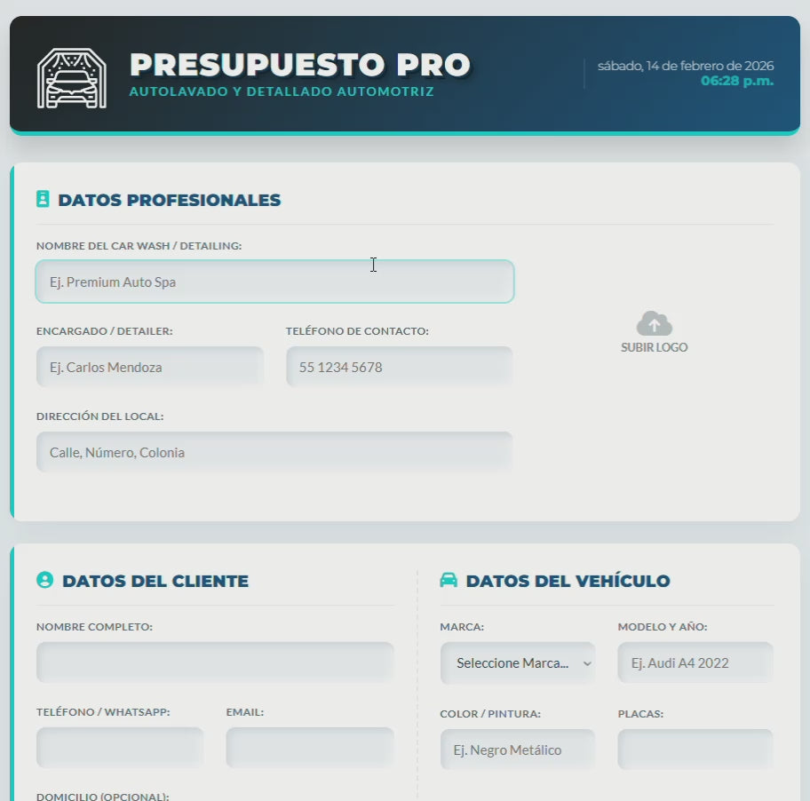 PRESUPUESTO PRO | CARWASH - AUTOLAVADO